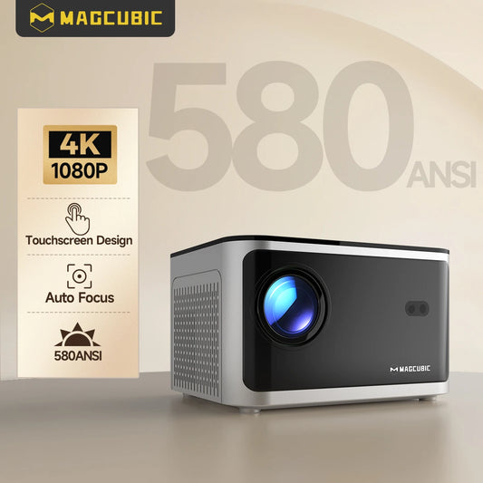 Auto-Focus Smart Projector with Android 11, 4K Resolution, 580 ANSI Lumens, Wi-Fi 6, Bluetooth 5.0, Allwinner H713, Voice Control for Home Cinema - Model HY350