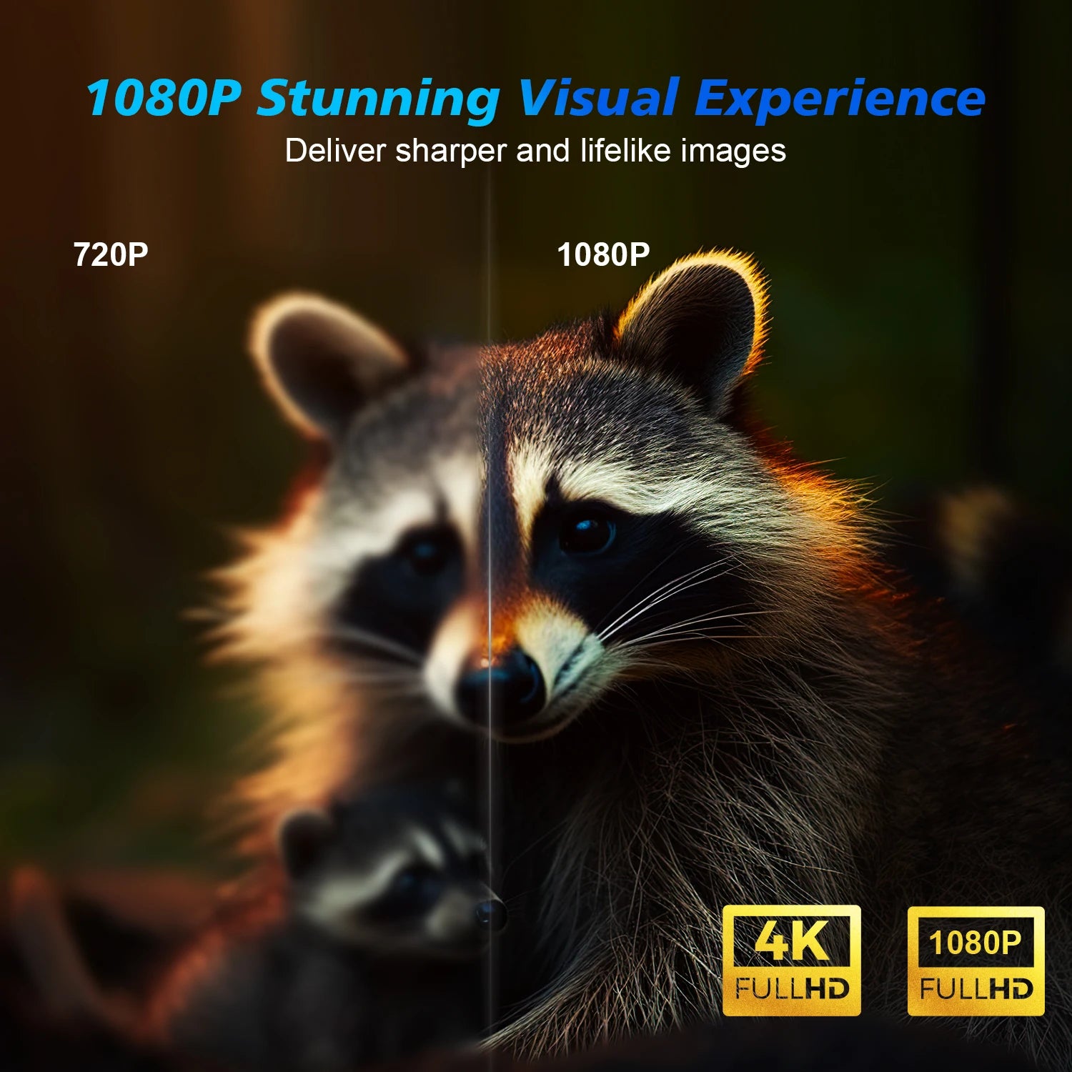 Auto-Focus Smart Projector with Android 11, 4K Resolution, 580 ANSI Lumens, Wi-Fi 6, Bluetooth 5.0, Allwinner H713, Voice Control for Home Cinema - Model HY350