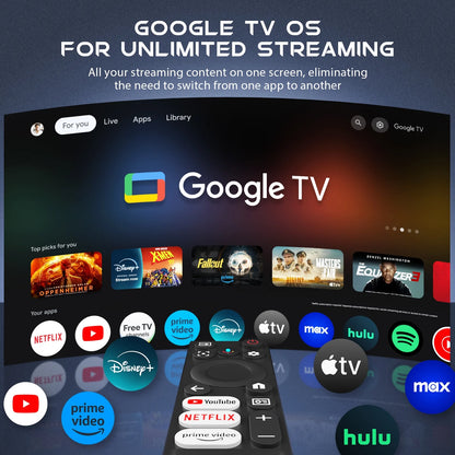 4K Google TV Projector with Wifi and Bluetooth,Google Officially Licensed,Dolby Audio